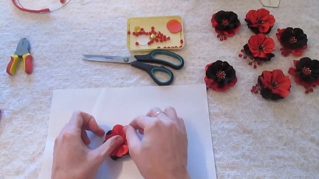DIY / Колье и ободок для волос своими руками / Мастер класс цветы из ткани / смотреть онлайн