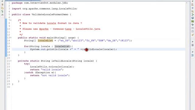 VALIDATE LOCALE FORMAT IN JAVA DEMO смотреть онлайн