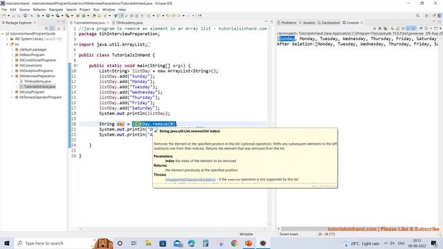 java code to remove element from arraylist смотреть онлайн