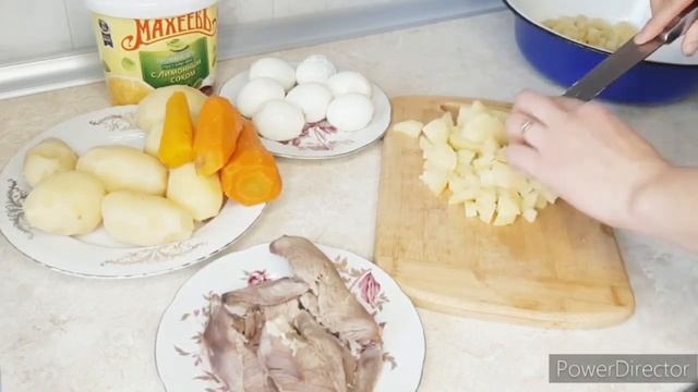 Новогодний Оливье.Салат Оливье с Мясом, вкусный домашний рецепт