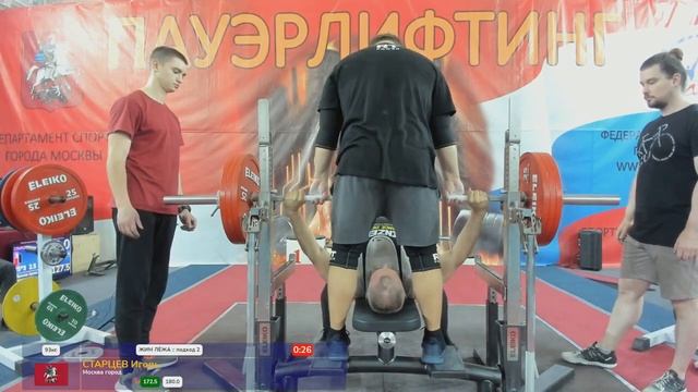 Чемпионат Москвы ФПР по ПЛ 2022. benchpress 172.5-180-182.5 bw 90.85 смотреть онлайн