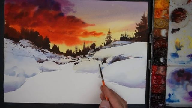How to paint watercolor Snowy River смотреть онлайн