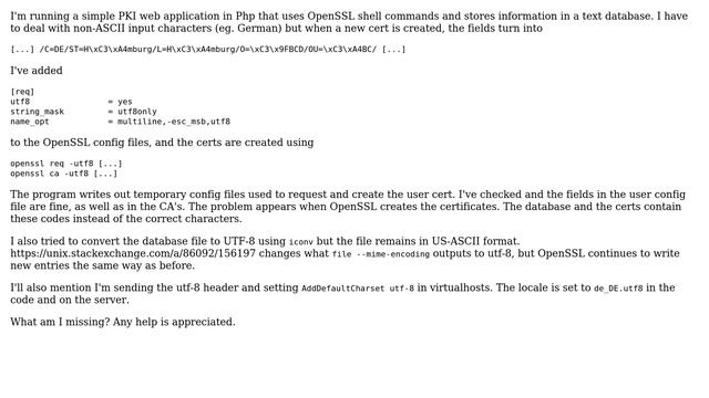 Unix & Linux: OpenSSL converting chars to UTF-8 literals смотреть онлайн