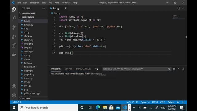 Bar Plot in matplotlib using python || Python programming to plot bar graph || смотреть онлайн