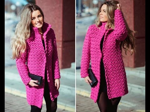 Шикарный кардиган крючком. Красивый узор крючком для кардигана. смотреть онлайн