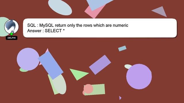 SQL : MySQL return only the rows which are numeric смотреть онлайн