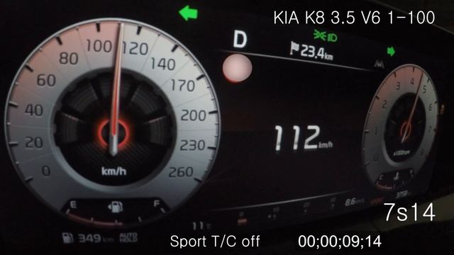 KIA K8 3.5 Gasoline 0-100 Acceleration | K8 3.5 가솔린 제로백 가속영상 смотреть онлайн