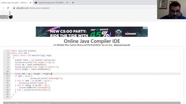 Calculate BMI Score on JAVA смотреть онлайн