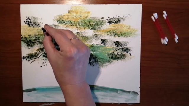 Рисуем ДЕРЕВО Губкой и Ватными палочками // ПРОСТО// смотреть онлайн