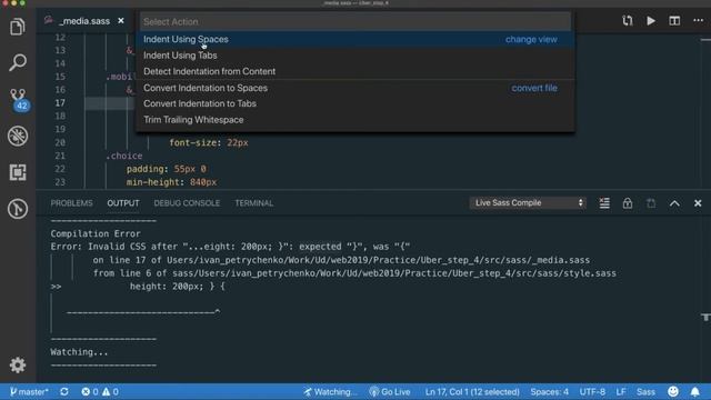 26 Если у вас ошибка при компиляции SASS кода смотреть онлайн