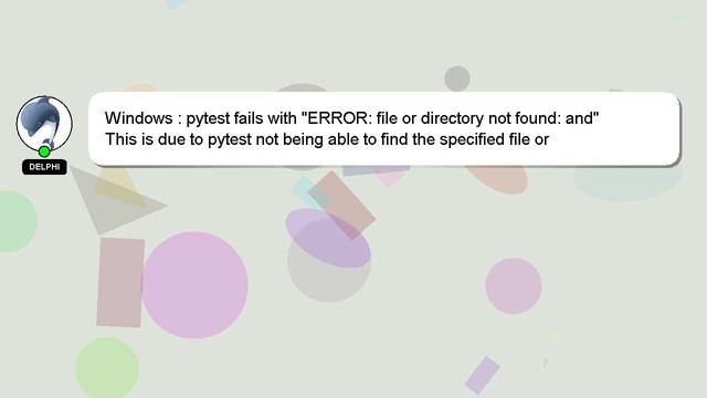 Windows : pytest fails with "ERROR: file or directory not found: and" смотреть онлайн