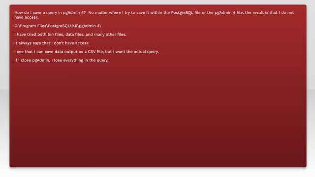 How do I save a query in pgAdmin 4? смотреть онлайн