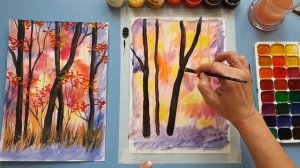 Видеоурок по Изо для детей начальных классов.  Осенний пейзаж:" прогулка в осеннем лесу."