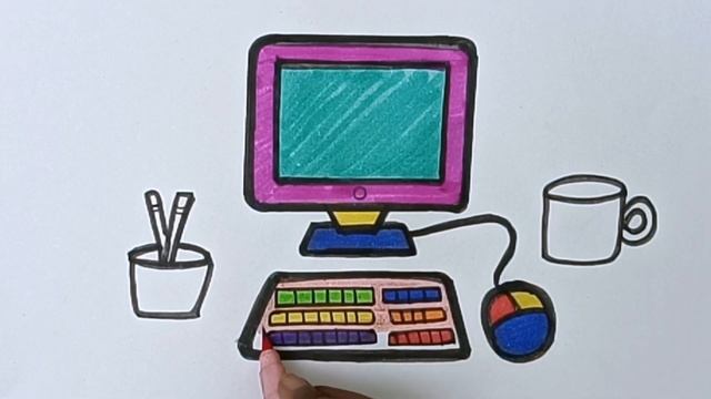 Drawing , Painting , Coloring a Computer for kids & Toddlers | Let's Learn Easy Drawing Computer смотреть онлайн
