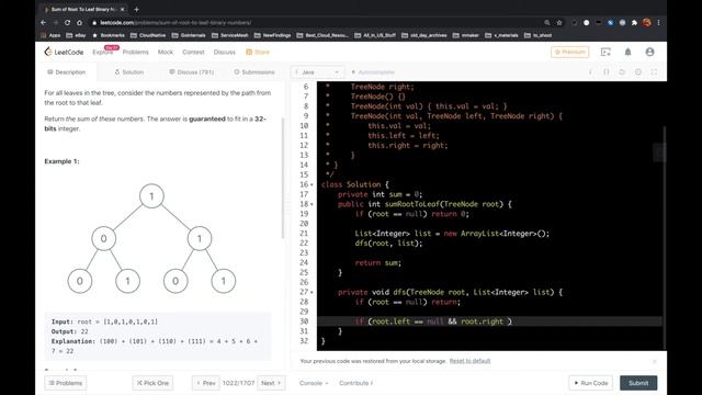 LeetCode in Java - Sum of Root To Leaf Binary Numbers смотреть онлайн