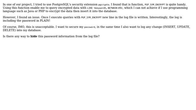 PostgreSQL's PGP_SYM_ENCRYPT log security смотреть онлайн