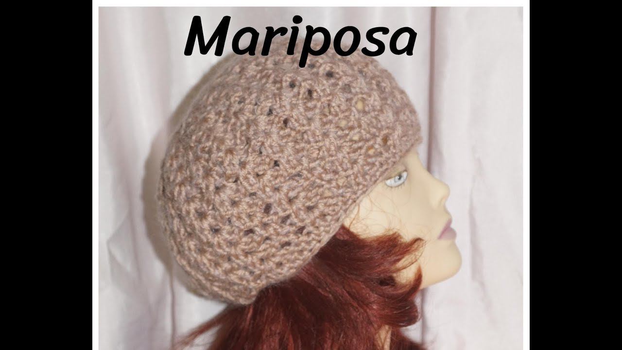 Объёмный ажурный берет крючком из 2 -х видов пряжи.   Gorro De Ganchillo. Cap Crochet ( #11)
