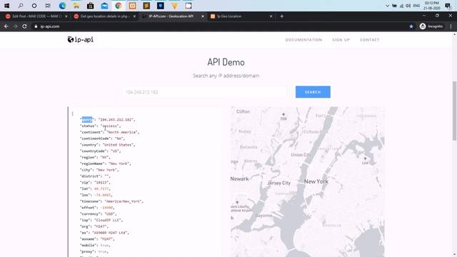 How to Get geo location details / data in php using https://ip-api.com/ JSON format смотреть онлайн