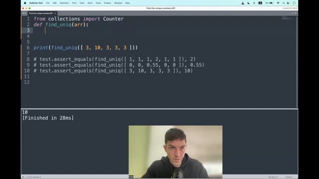 Codewars (Python?) | Find the unique number | kyu6 смотреть онлайн