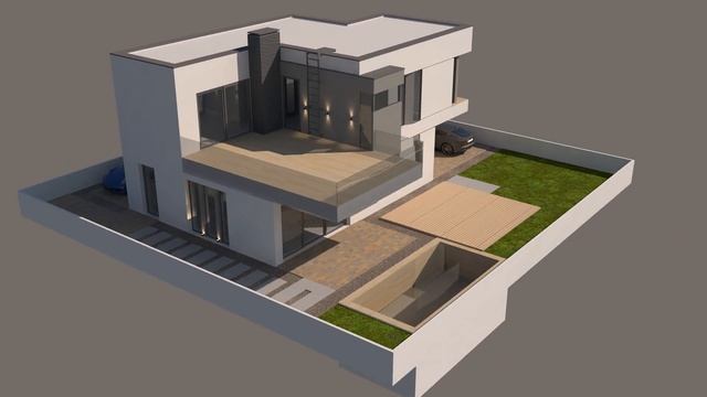 Проект 150 м2 дома "БОСС" в стиле хай-тек на 4 сотках и с 50 м2 террас и балконов на 2 этаже в Сочи смотреть онлайн