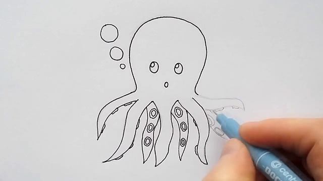 Cute Draws - How to Draw a Cute Octopus - Draw and Color for Kids смотреть онлайн