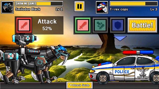 T-Rex Cops Car + Triceratops Fire Fighting Car - Dino Robot Battle Arena смотреть онлайн