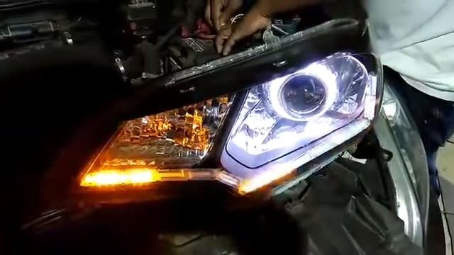 Honda Jazz 2017 Headlight Modification With BMW Angel Eyes And Audi Style