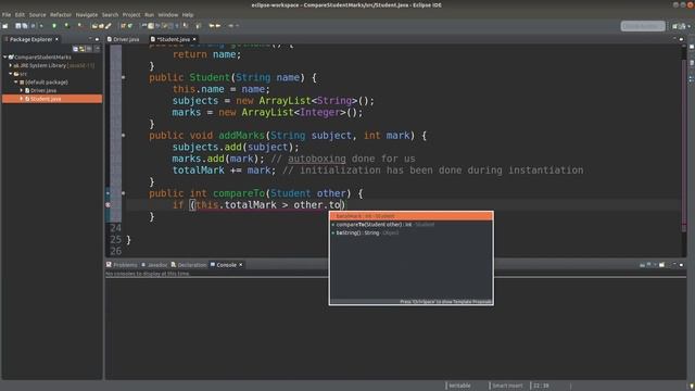 Compare student marks - Java Example смотреть онлайн