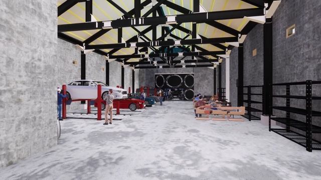 Automobile Service Center | 3D Visualization смотреть онлайн