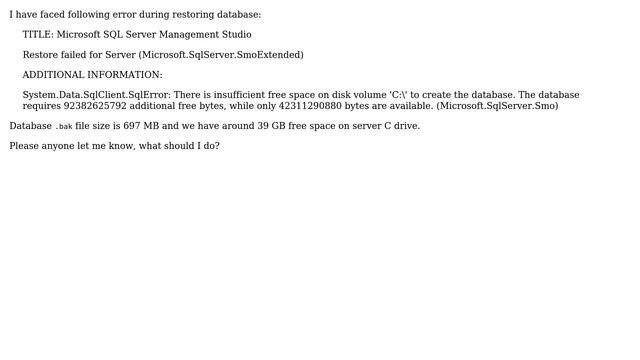 Restore of database failed .bak file SQL Server 2008 смотреть онлайн