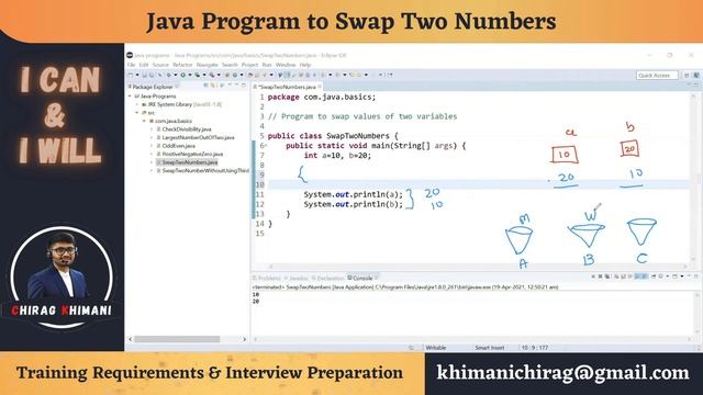 05 | Java Program To Swap Values Of Two Variables | Java Assignment Operator смотреть онлайн