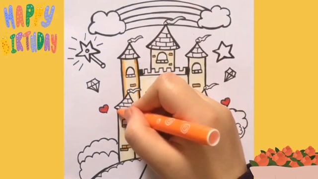How To Draw a Castle - Как нарисовать замок - कैसे एक महल आकर्षित करने - Cum să desenezi un castel смотреть онлайн