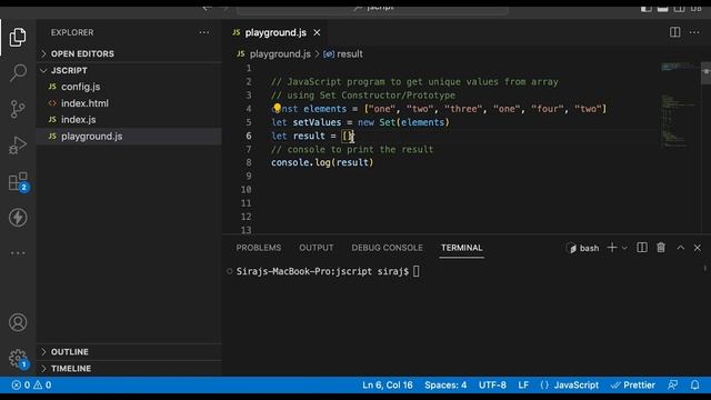 JavaScript to get unique values from array Using Set Constructor/Prototype | Siraj M | смотреть онлайн