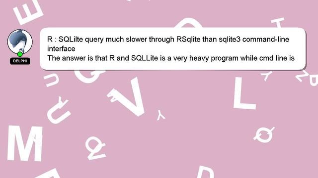 R : SQLilte query much slower through RSqlite than sqlite3 command-line interface смотреть онлайн