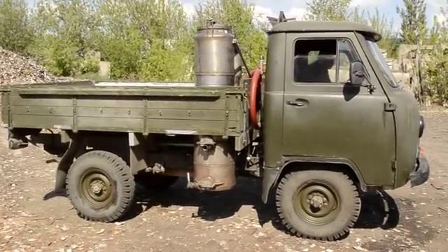 #woodgazifier. Wood gasifier car. УАЗ работает на дровах. смотреть онлайн