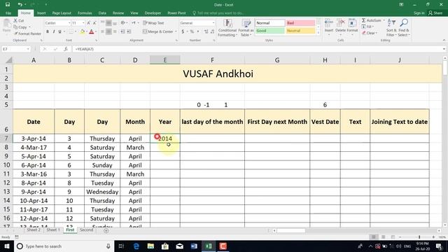 Ms.Excel-Insert tab(Date formulas) смотреть онлайн