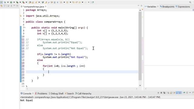 Program To Compare Arrays In Java смотреть онлайн