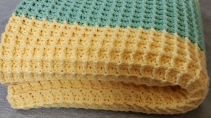 ШИКАРНЫЙ но ПРОСТОЙ плед крючком узором ВАФЕЛЬКА