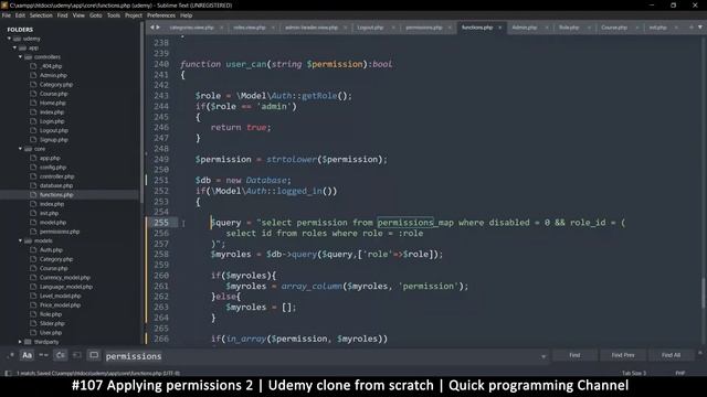 #107 Applying permissions 2 | Udemy clone from scratch in php | Quick programming tutorial смотреть онлайн