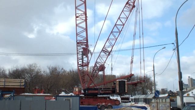 Строительство Юго-Восточной хорды: платформа Москворечье, Каширское шоссе (12.02.2022) смотреть онлайн