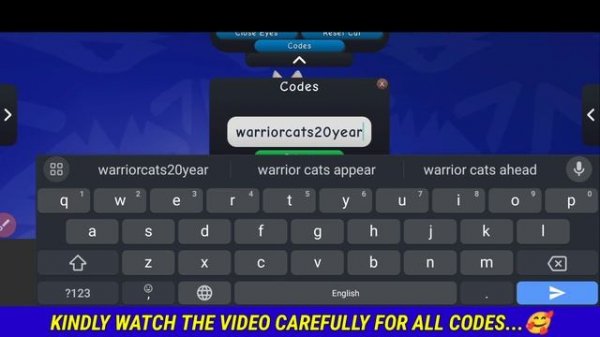 ⚠️New Update⚠️ WARRIOR CATS CODES 2023 - ROBLOX WARRIOR CATS ULTIMATE EDITION CODES