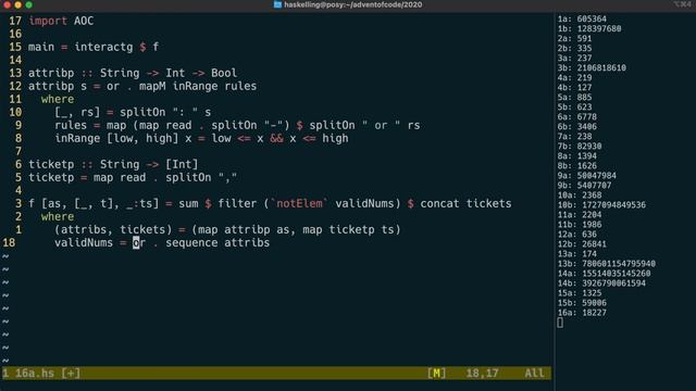 Haskelling the Advent of Code 2020 - Day 16 смотреть онлайн