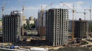 Таймлапс.Работа башенных кранов.