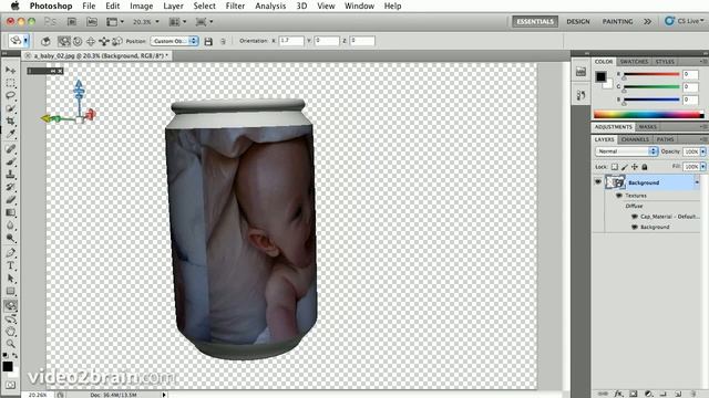 Photoshop CS5 - Moving 3D objects in space смотреть онлайн