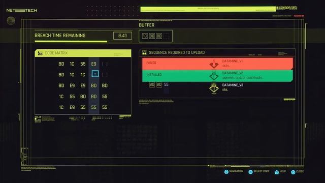HOW BREACH PROTOCOL WORKS - CYBERPUNK 2077 - CODE METRIX, BUFFER, SEQUENCE REQUIRED TO UPLOAD PUZZL смотреть онлайн
