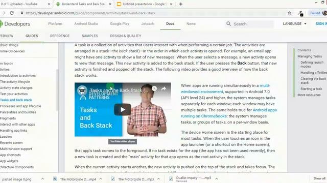 31 - Complete Android Developer Docs- Tasks and Backstack in Android -1 смотреть онлайн