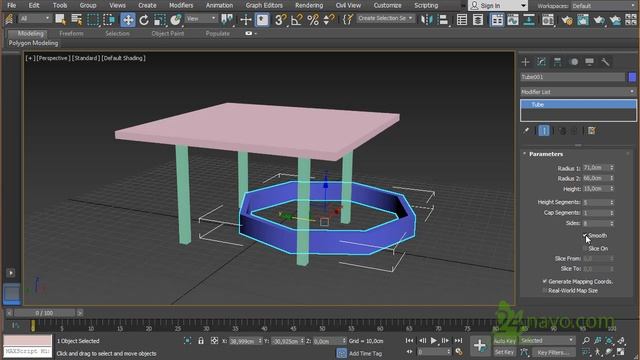 Как создать стол Сделать стол Построение стола из примитивов 3ds max Обучение Урок 24 Интерьер Курс смотреть онлайн