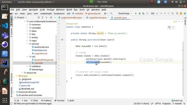 45. Generate JSON Web Token or JWT token in Spring boot | Spring Boot Expert Tutorial | Code Simple смотреть онлайн