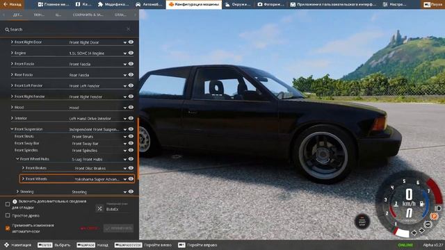 Как поменять колеса на машине в игре BeamNG Drive смотреть онлайн