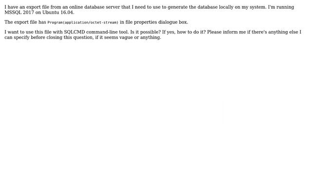 Databases: Import database from MSSQL export dump on Ubuntu localhost смотреть онлайн
